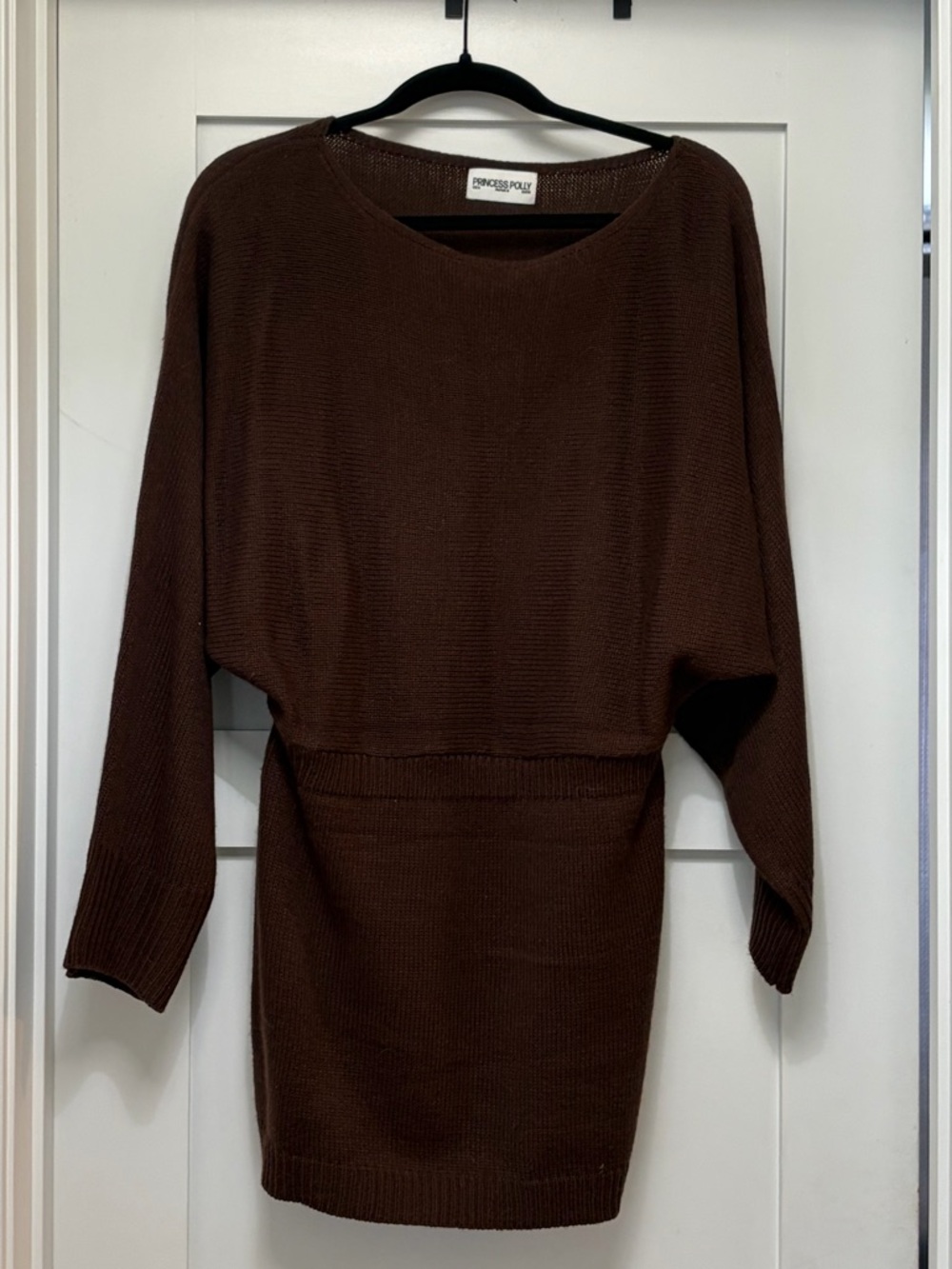 Brown Knit Long-Sleeve Sheath Dress by Princess Polly